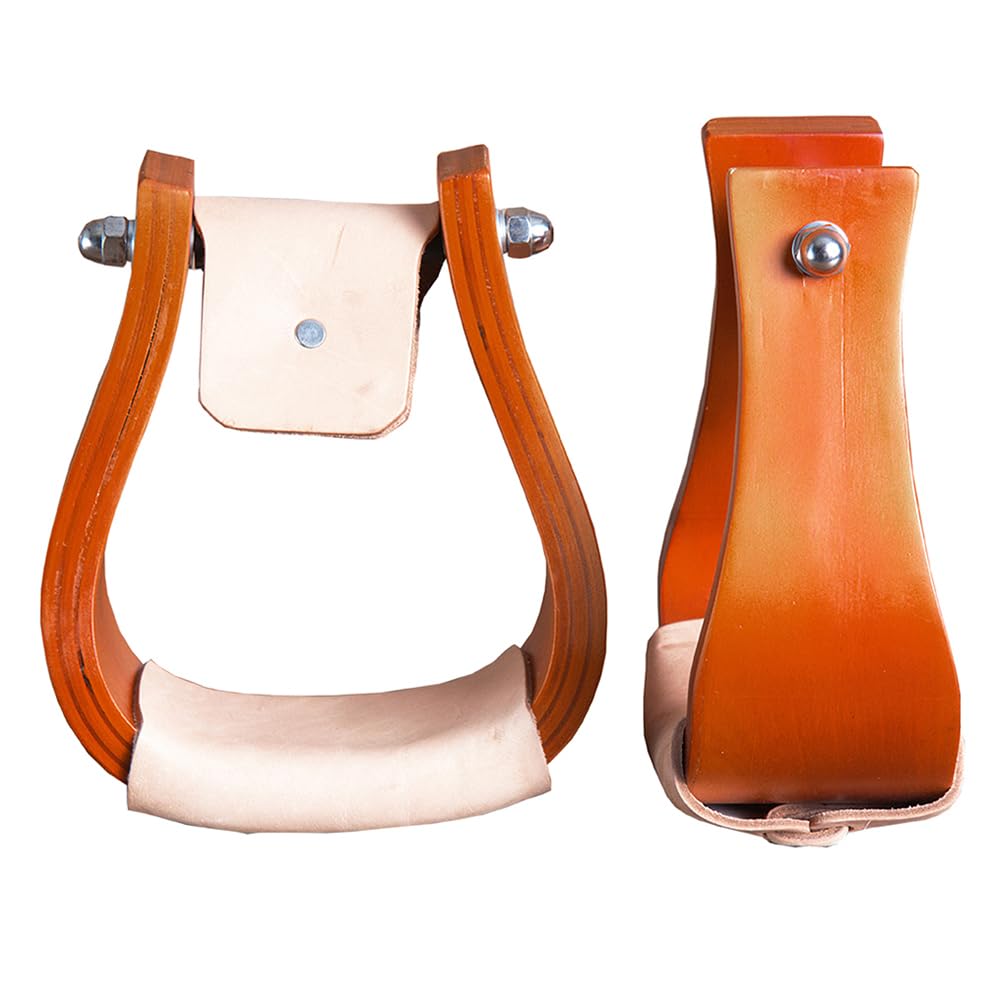 Wooden Offset Horse Saddle Stirrups Tan Large V840579