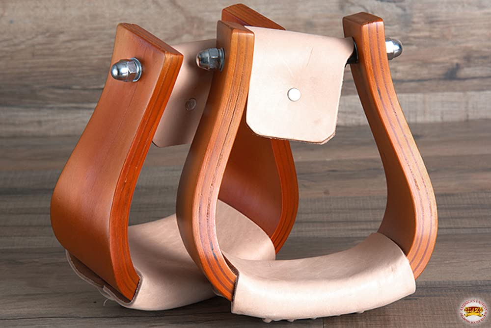 Wooden Offset Horse Saddle Stirrups Tan Large V840579