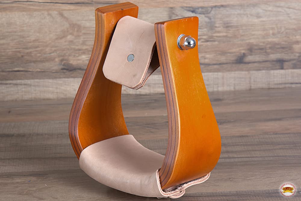 Wooden Offset Horse Saddle Stirrups Tan Large V840579