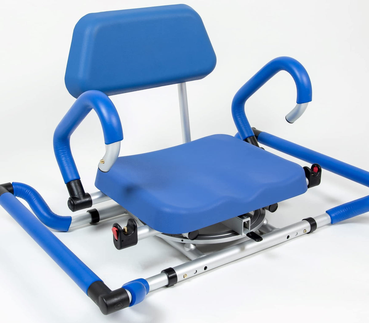 Blue Tub-Mounted Shower Chair with Padded Seat Back and Arms T58949