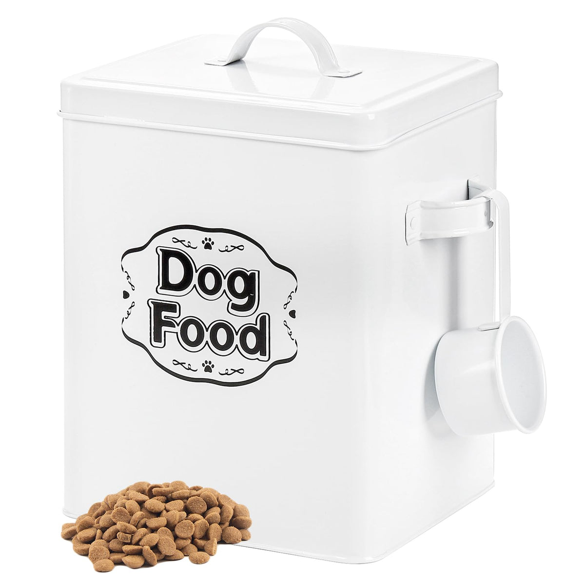 5-7 Lbs Metal Dog Food Storage Container with Lid and Scoop T11588