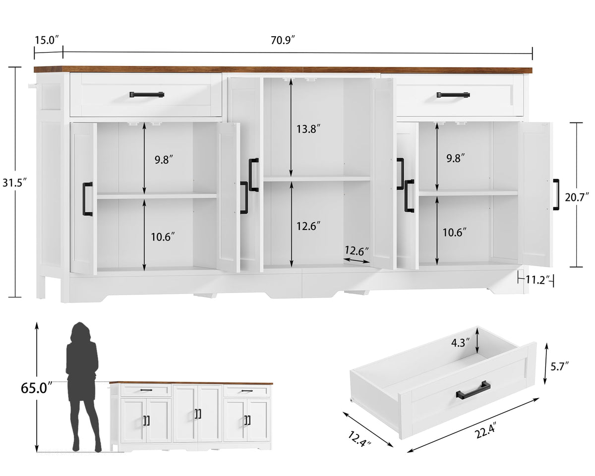 White Buffet Cabinet with Storage D120836