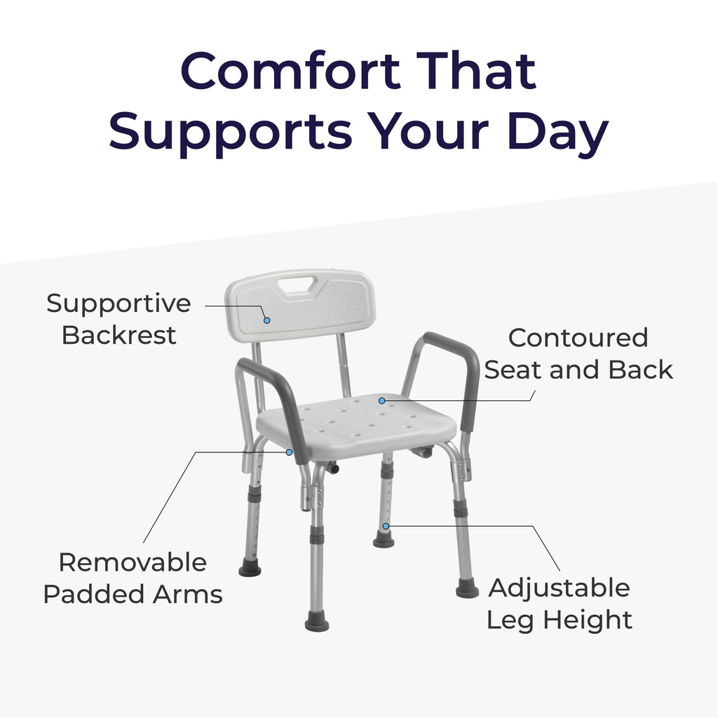 White Shower Chair with Back and Padded Arms I281180