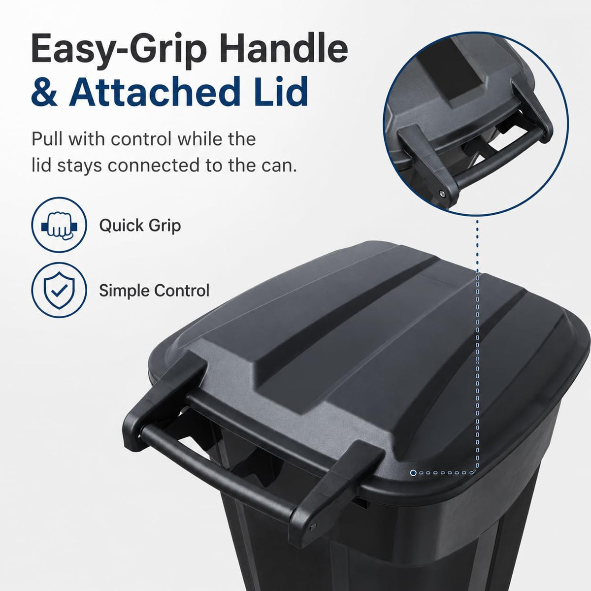 32-Gallon Heavy-Duty Wheeled Trash Can with Click-Lock Lid E828