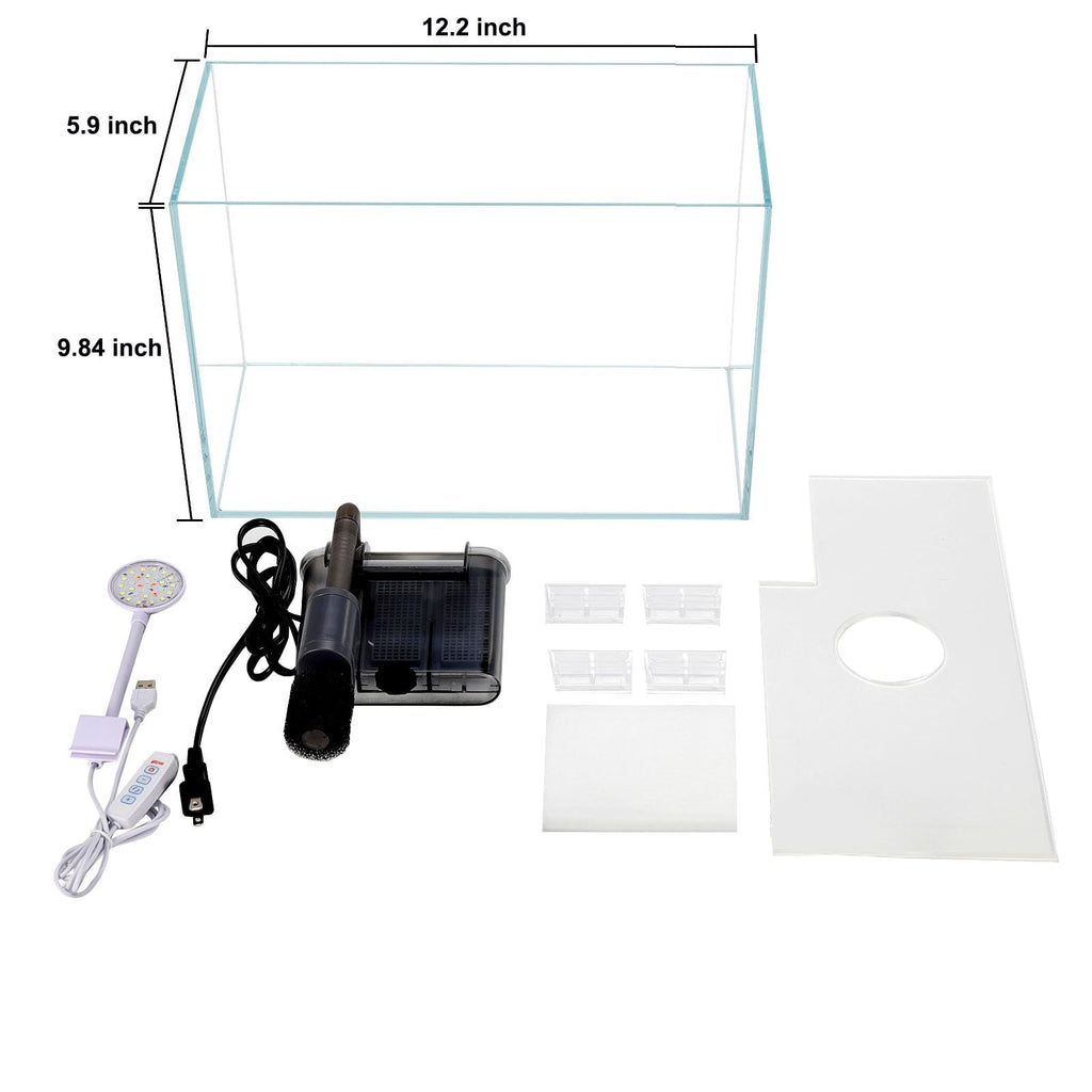 3 Gallon Glass Fish Tank Starter Kit with Filter L67761