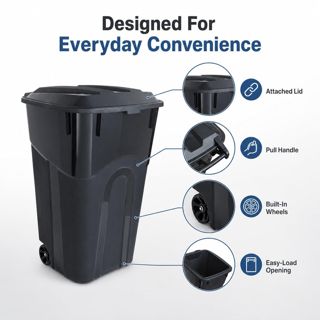 32-Gallon Heavy-Duty Wheeled Trash Can with Click-Lock Lid E828