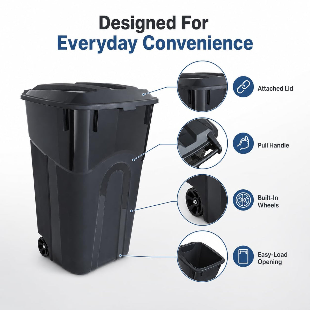 32-Gallon Heavy-Duty Wheeled Trash Can with Click-Lock Lid E828