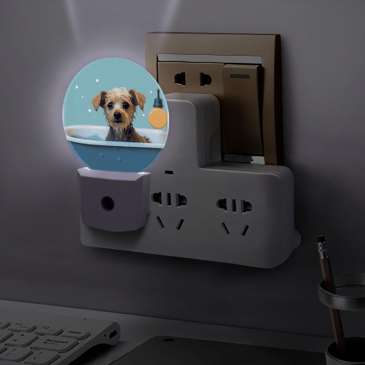 Dog in Bathtub Night Light Smart Sensor W494