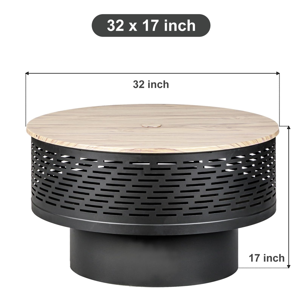 32 Inch Wood Burning Fire Pit with Grill & Lid T2109