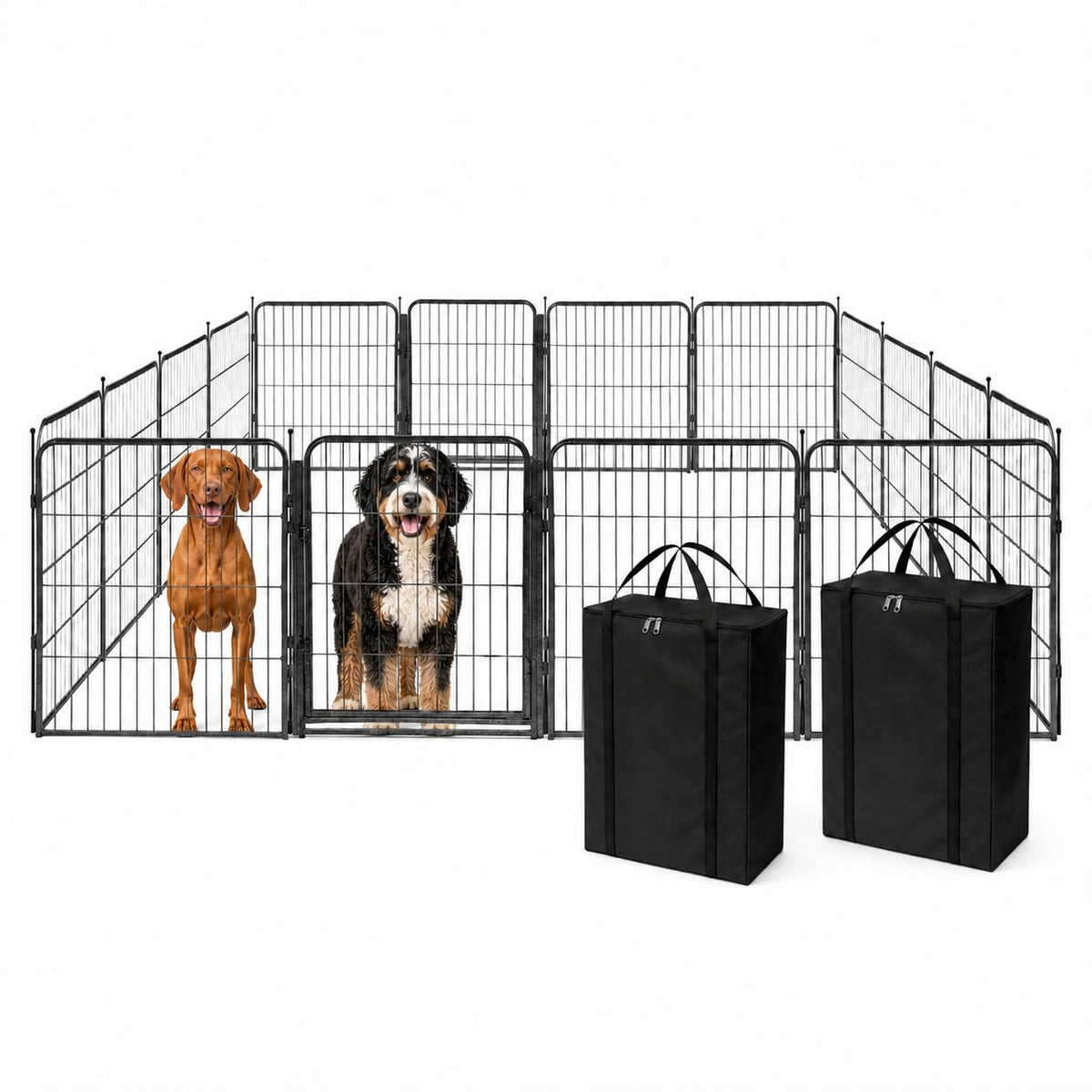 32 Inch 16 Panel Black Metal Dog Playpen S597913