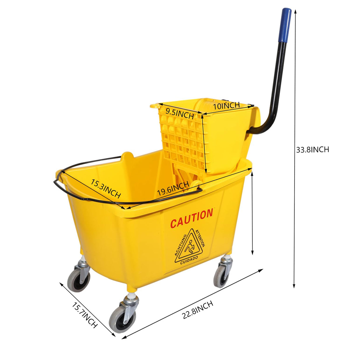 Commercial Mop Bucket with Side Press Wringer on Wheels T2349
