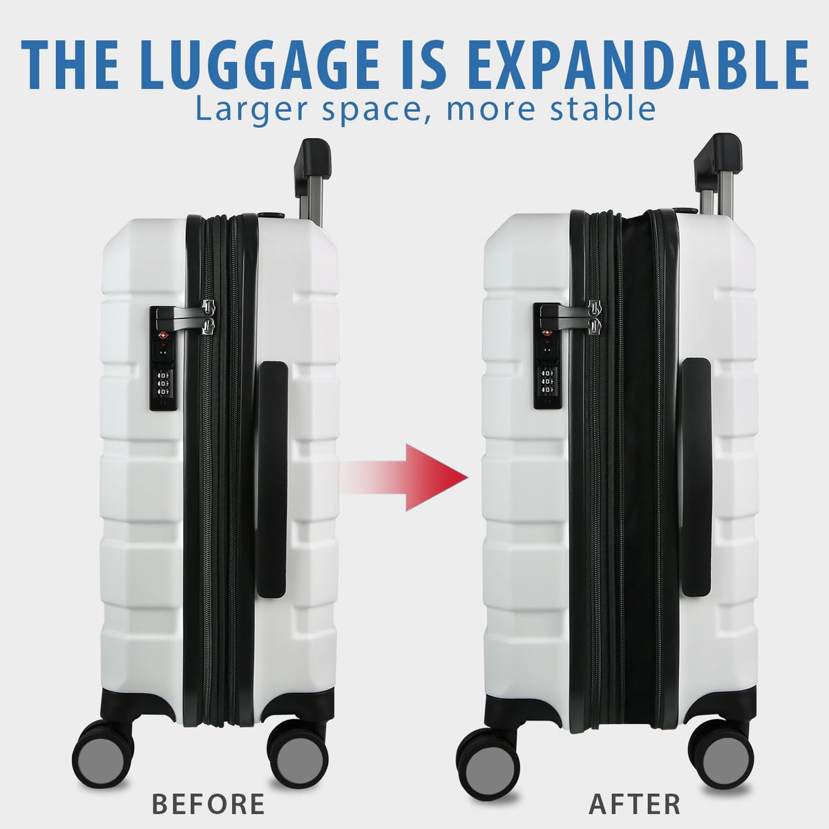 Hardside Expandable Carry On Luggage with Spinner Wheels, TSA Lock, USB Port, 20-Inch, White F198