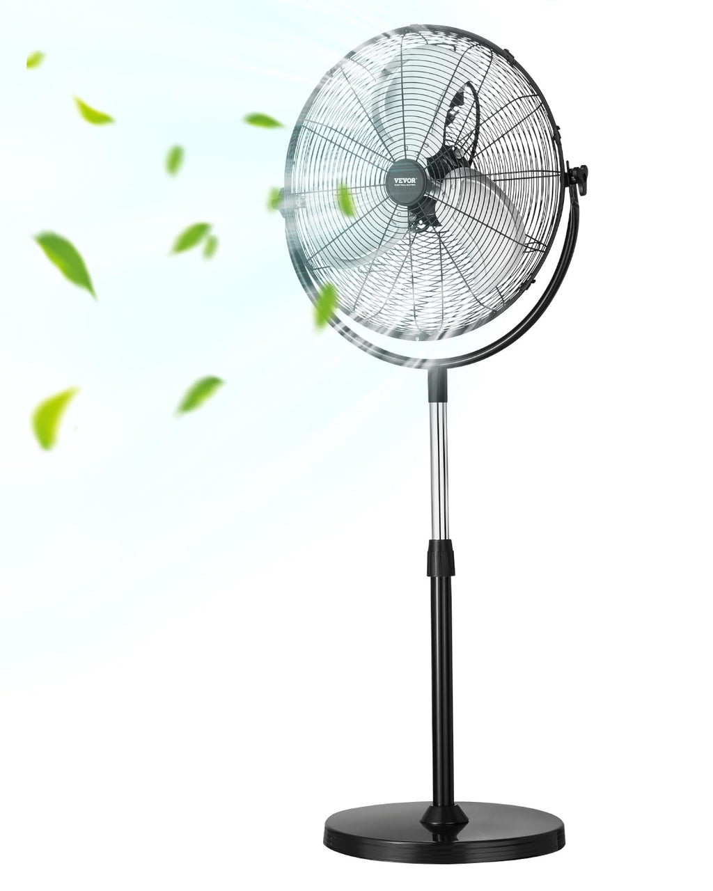 18 Inch Adjustable Height Standing Fan with 3 Speeds, Black F643780