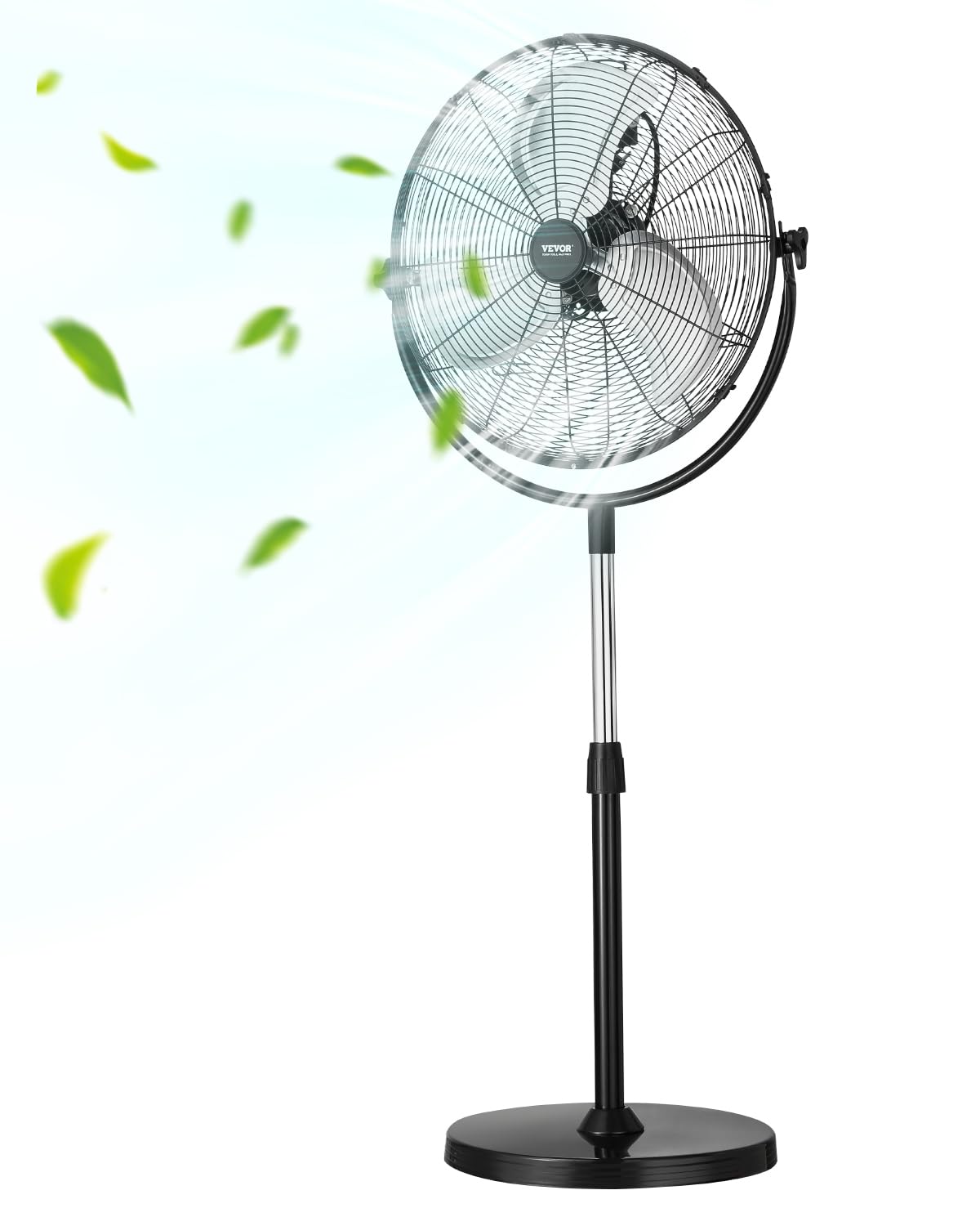 18 Inch Adjustable Height Standing Fan with 3 Speeds, Black F643780