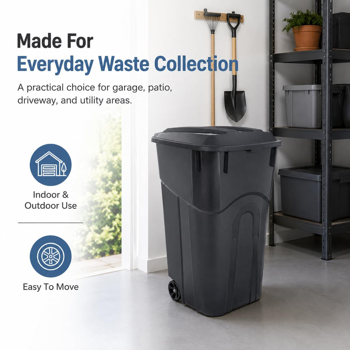 32-Gallon Heavy-Duty Wheeled Trash Can with Click-Lock Lid E828