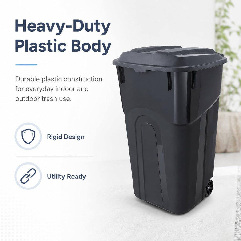 32-Gallon Heavy-Duty Wheeled Trash Can with Click-Lock Lid E828