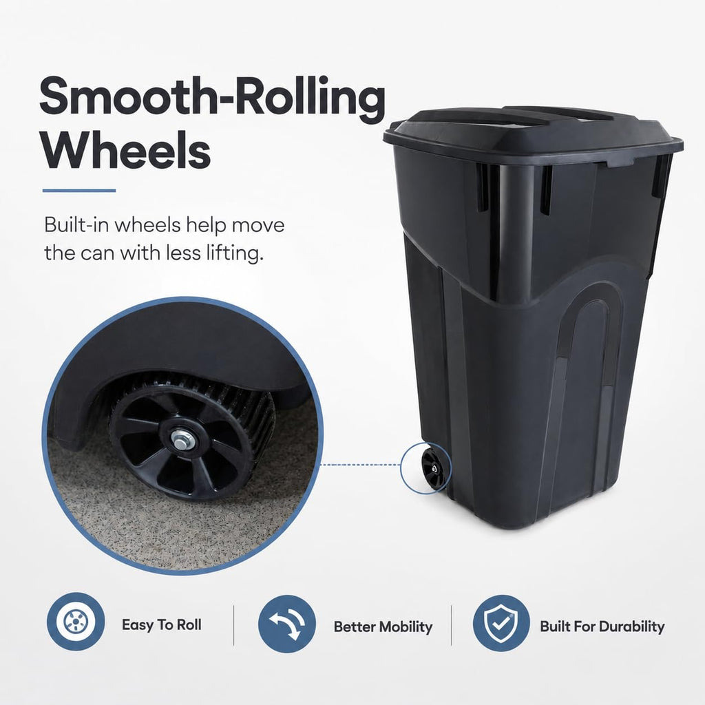 32-Gallon Heavy-Duty Wheeled Trash Can with Click-Lock Lid E828