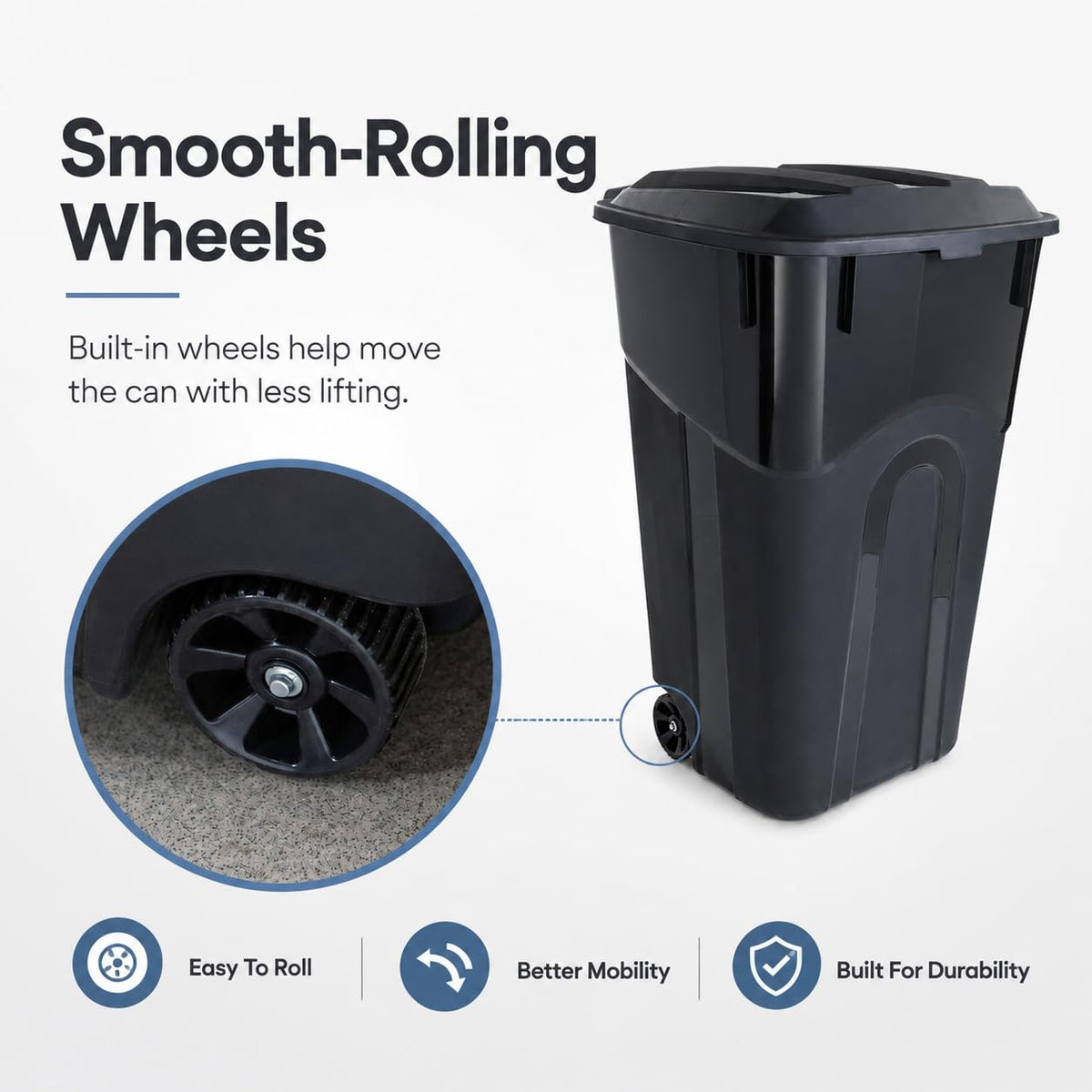 32-Gallon Heavy-Duty Wheeled Trash Can with Click-Lock Lid E828