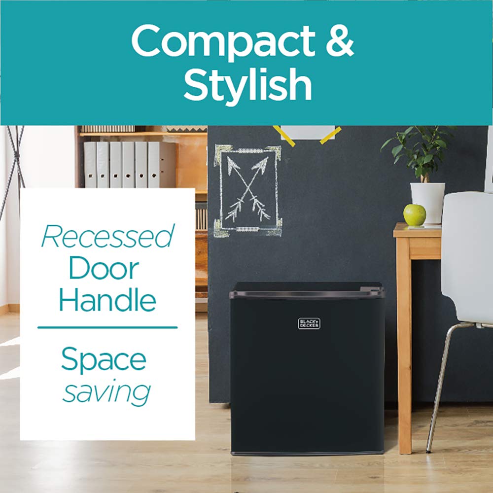 Compact Single Door Mini Fridge with Freezer, 1.7 Cubic Feet, Black & Single Serve K-Cup Pod Coffee Maker, Black N712