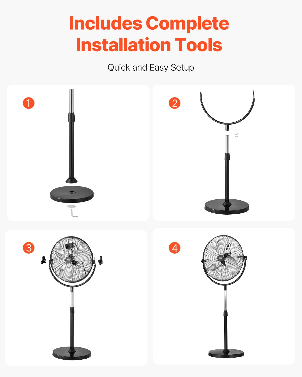 18 Inch Adjustable Height Standing Fan with 3 Speeds, Black F643780