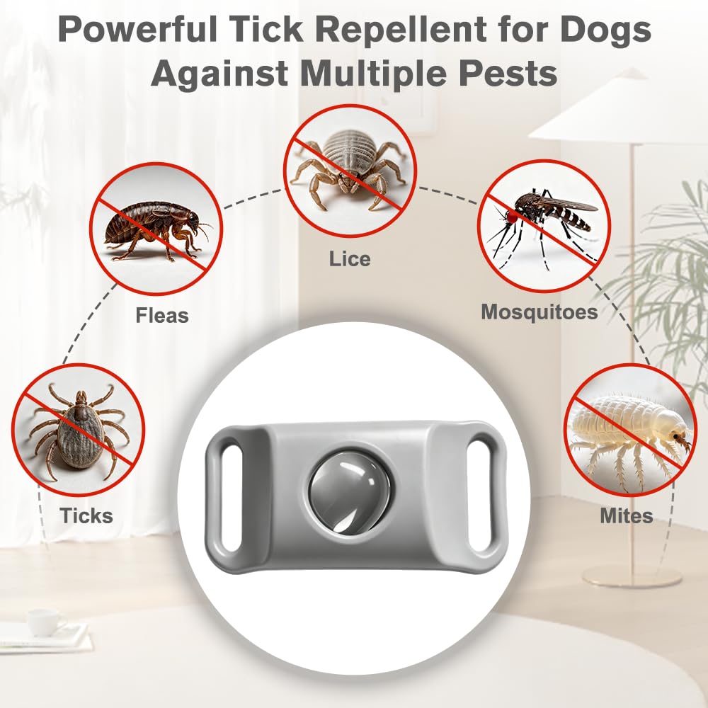 Flea and Tick Pendant for Dogs with 2 Silicone Buckles 4 Refills E80149