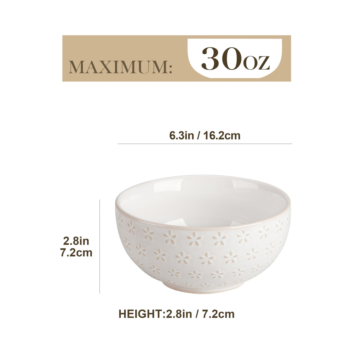 30 Ounce Ceramic Soup Bowls Set of 4 T175