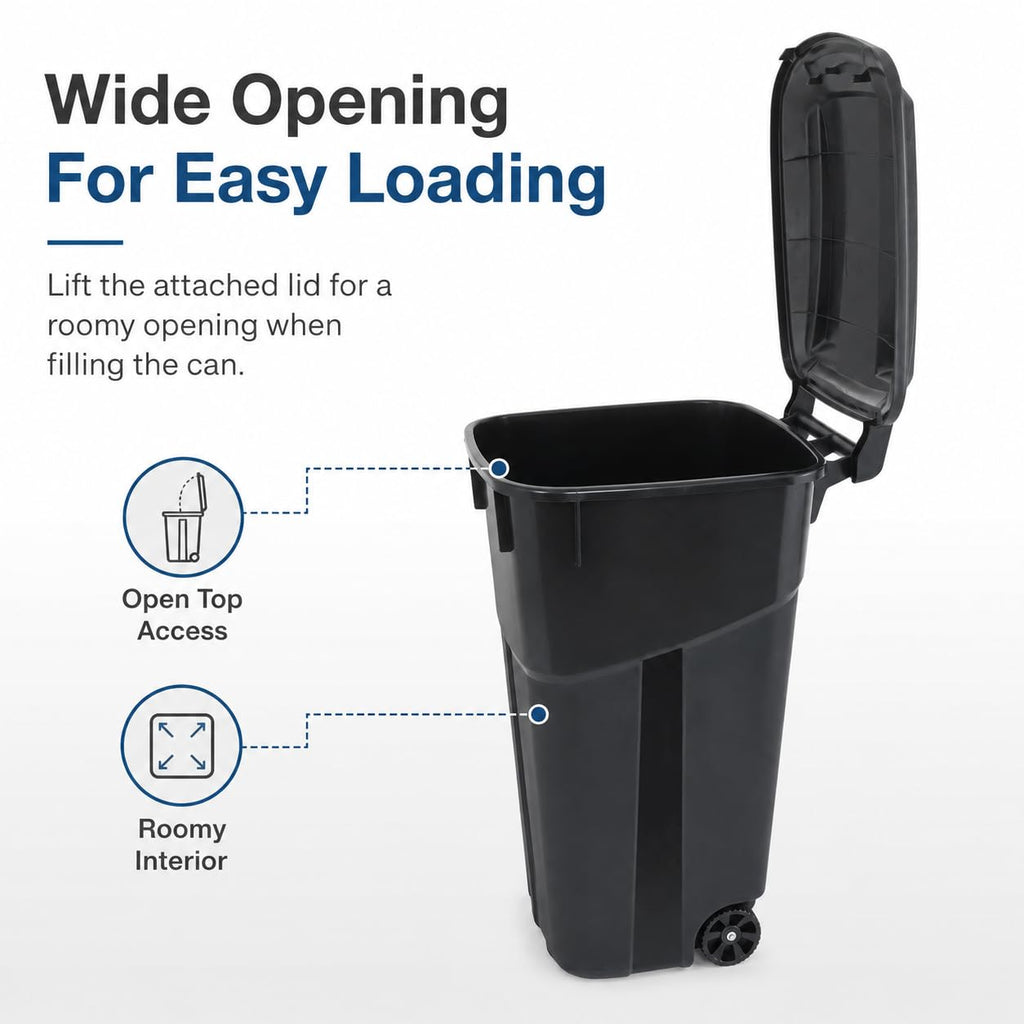 32-Gallon Heavy-Duty Wheeled Trash Can with Click-Lock Lid E828