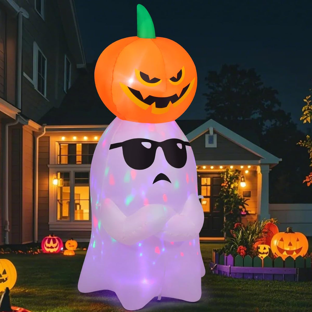 6.2 FT Halloween Inflatables Ghost with Pumpkin D48697