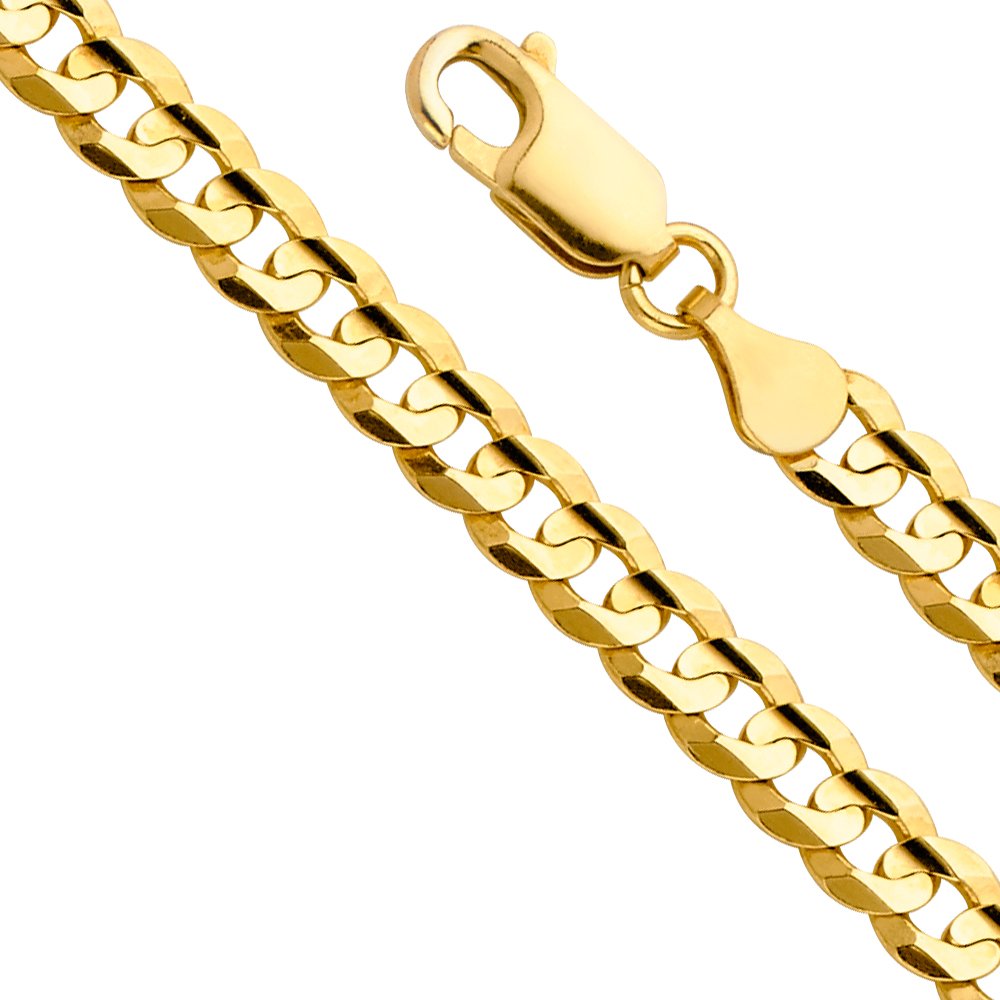 14k Yellow White Two Tone Gold Cuban Concave Curb Chain Necklace Bracelet U6429