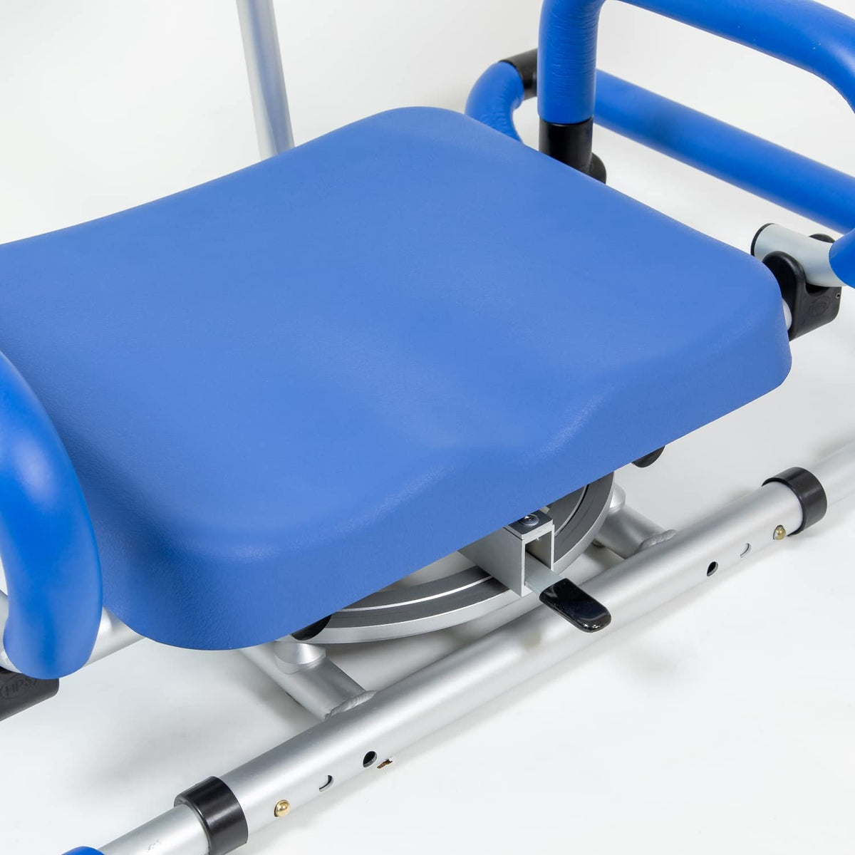Blue Tub-Mounted Shower Chair with Padded Seat Back and Arms T58949