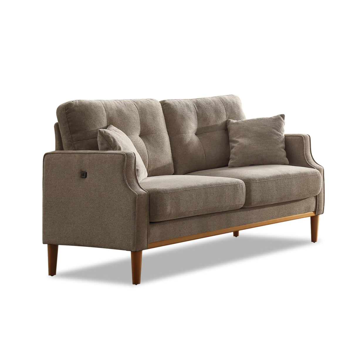 Light Grey Fabric Upholstered 2-Seat Loveseat Sofa with USB Port Y611