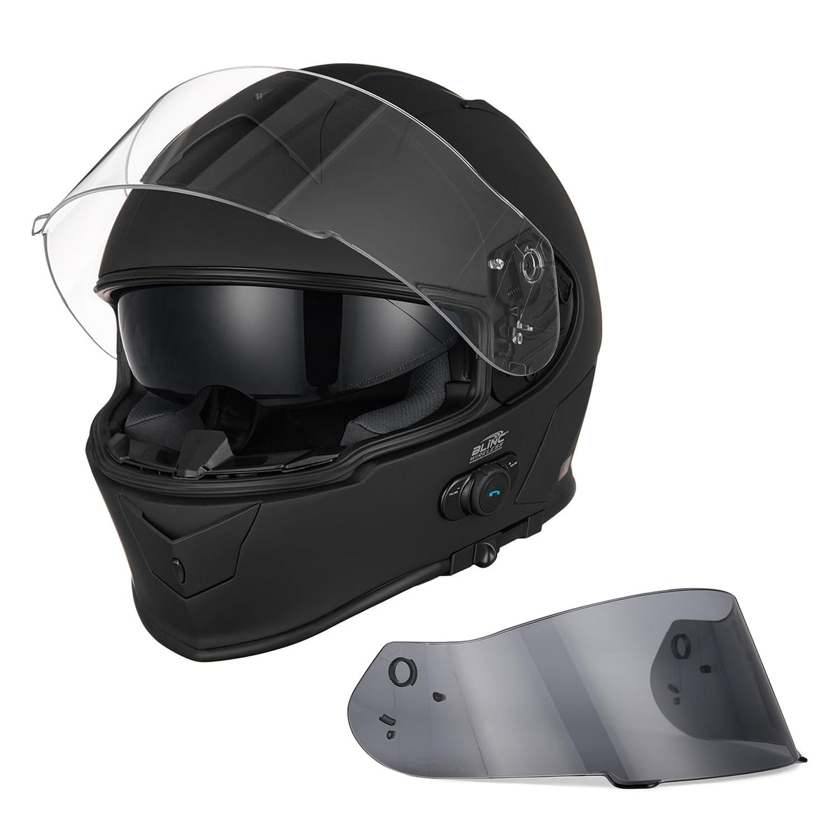 Bluetooth Integrated Full Face Motorcycle Helmet with Dual Visor W7855