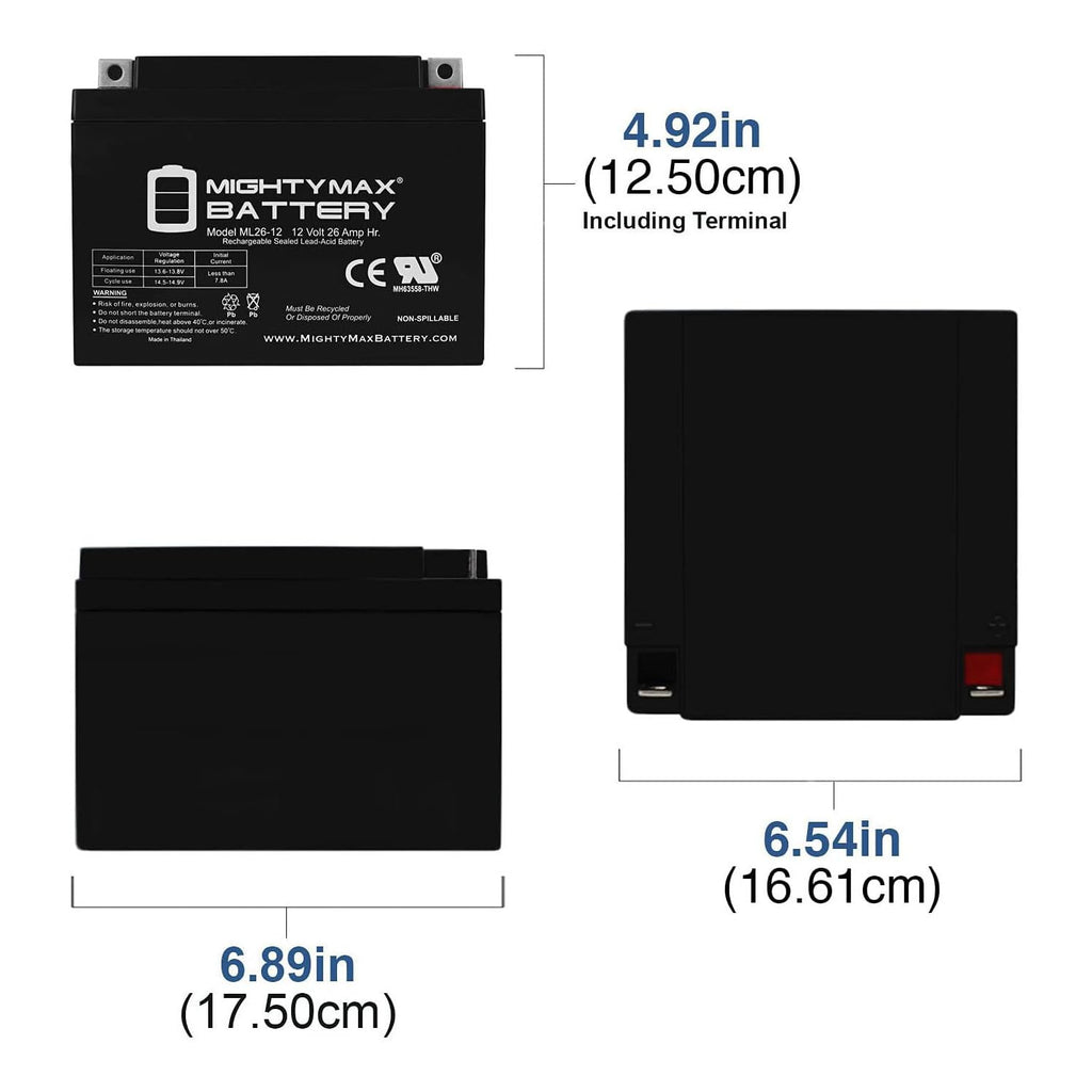 12V 26AH Sealed Lead Acid Battery 4 Pack O804