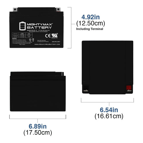 12V 26AH Sealed Lead Acid Battery 4 Pack O804