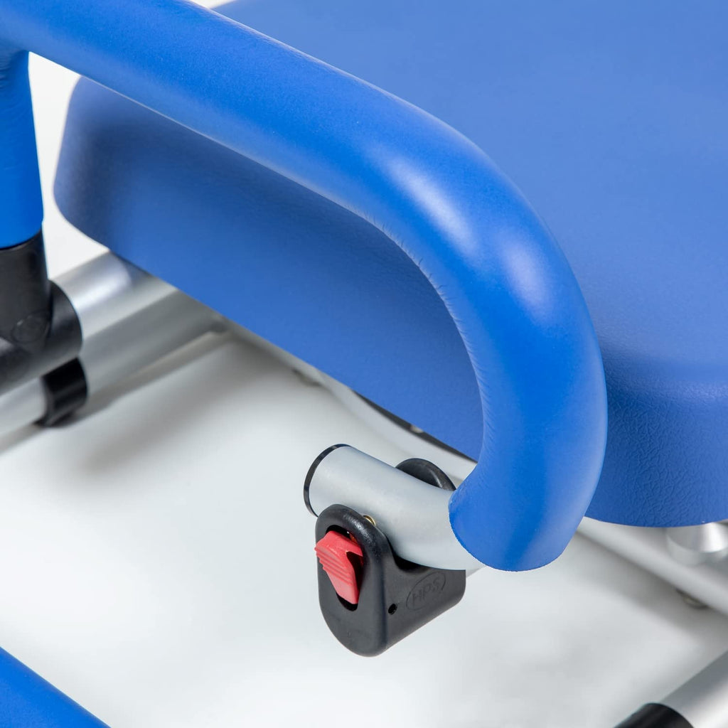 Blue Tub-Mounted Shower Chair with Padded Seat Back and Arms T58949