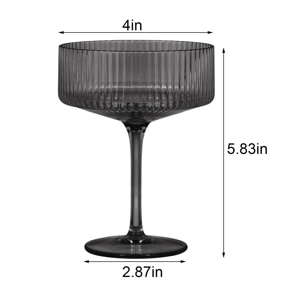 6 Pieces 10.5oz Black Ribbed Acrylic Cocktail Glasses Z8491