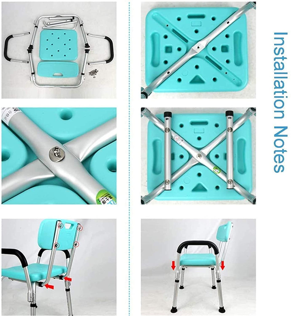 Adjustable Non Slip Padded Shower Chair with Back and Arms X492