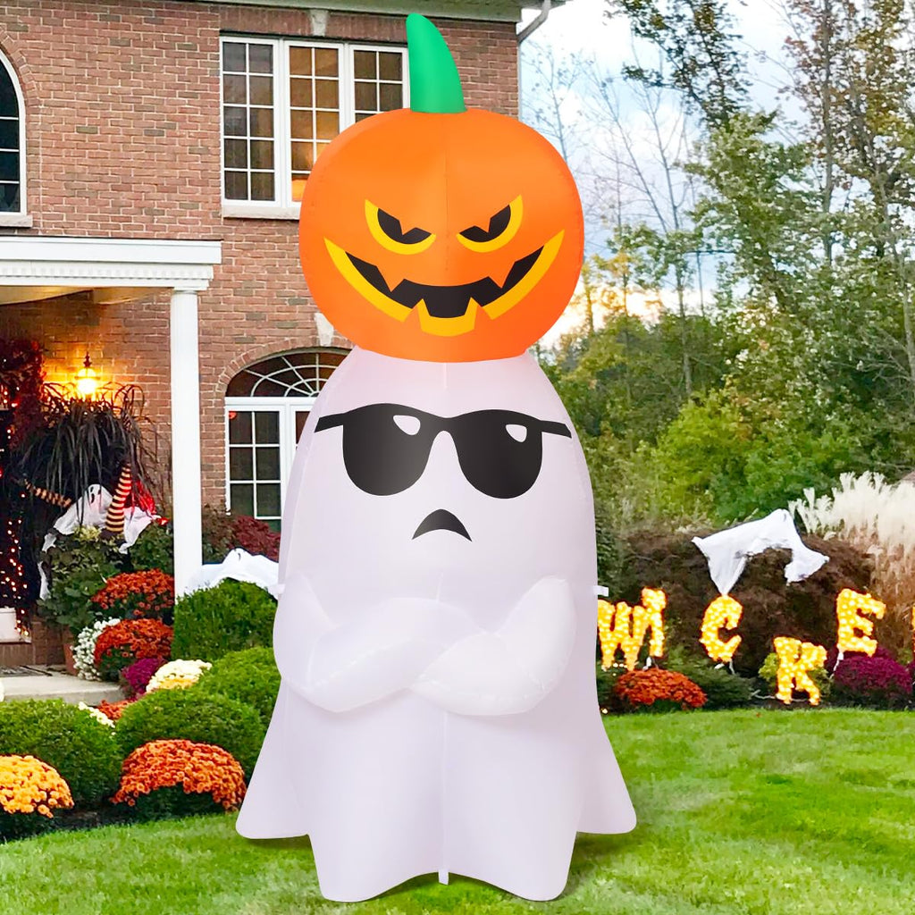 6.2 FT Halloween Inflatables Ghost with Pumpkin D48697