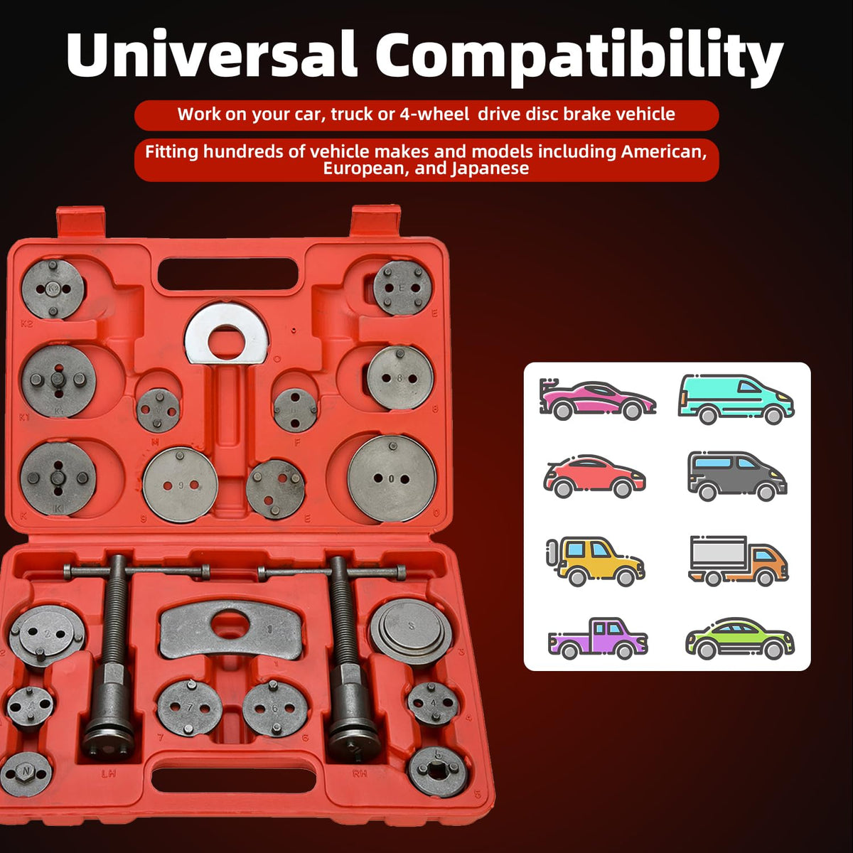 Disc Brake Caliper Compressor Wind Back Tool 24pc N41830