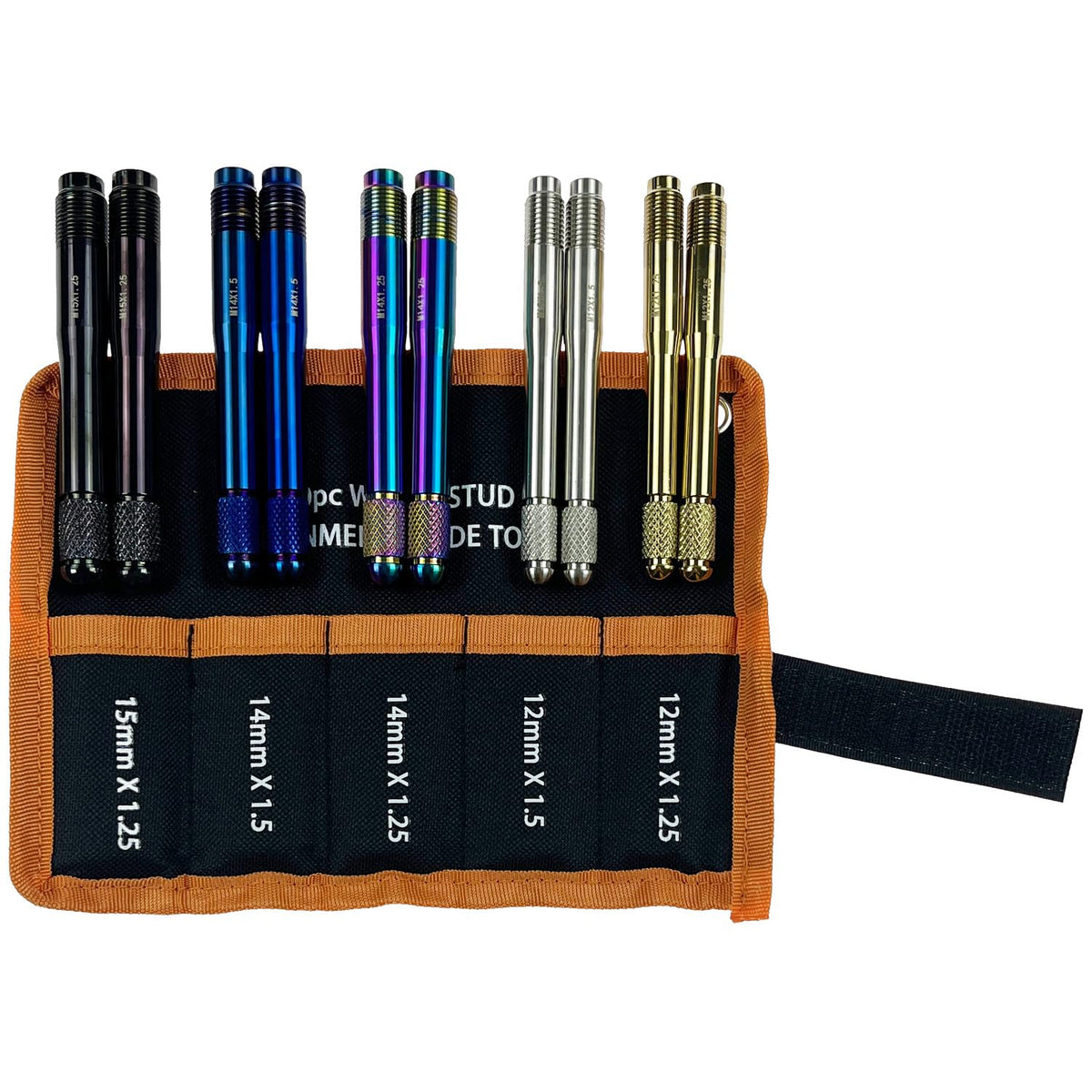 10PC Alloy Steel Wheel Alignment Pins Kit M12x1.5/1.25/M14x1.5/1.25/M15*1.25 Lug Bolt Guide Tool X8907