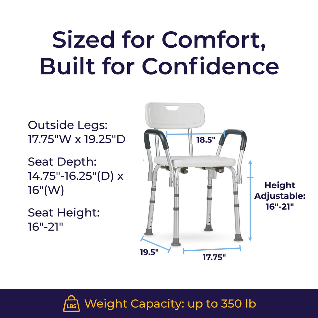 White Shower Chair with Back and Padded Arms I281180