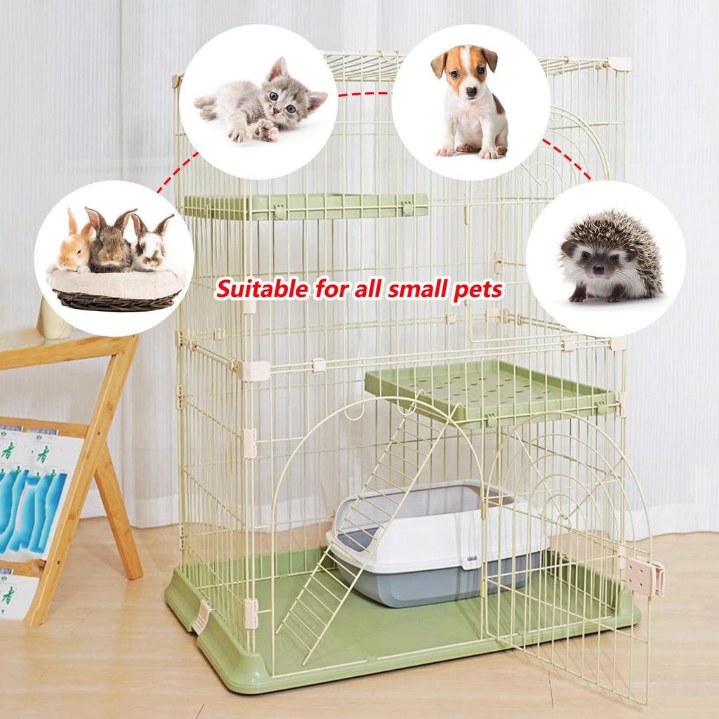 3/4-Tier Wire Cat Cage Playpen Kennel with Hammock D628