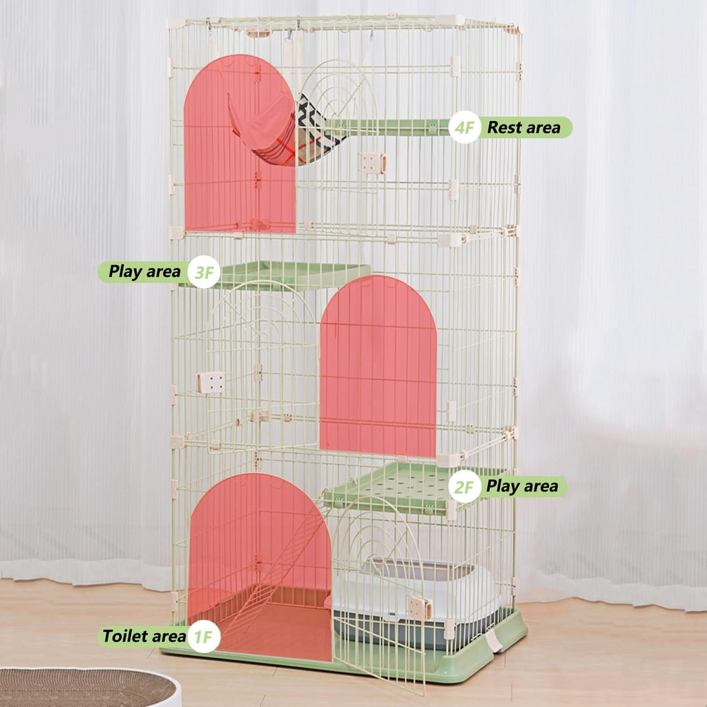 3/4-Tier Wire Cat Cage Playpen Kennel with Hammock D628