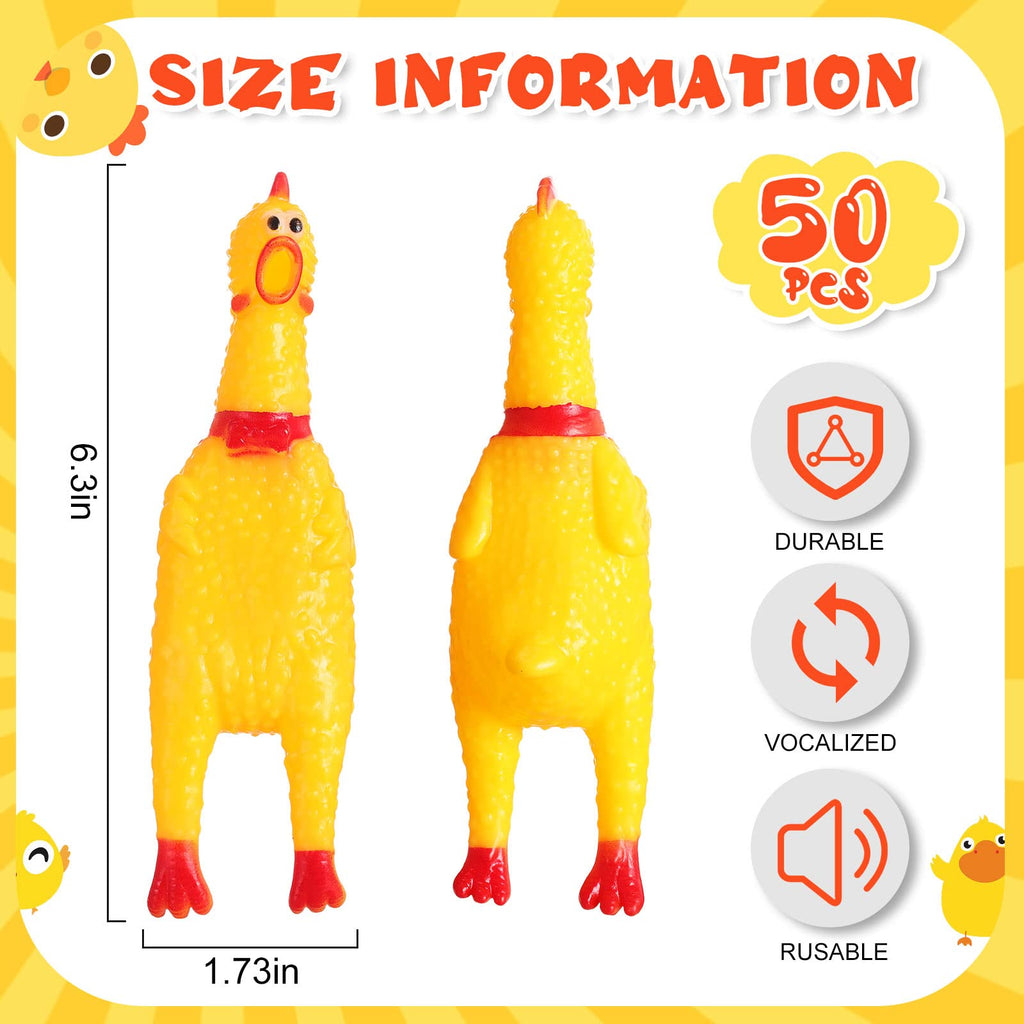 50 Pcs Yellow Rubber Chickens B25484