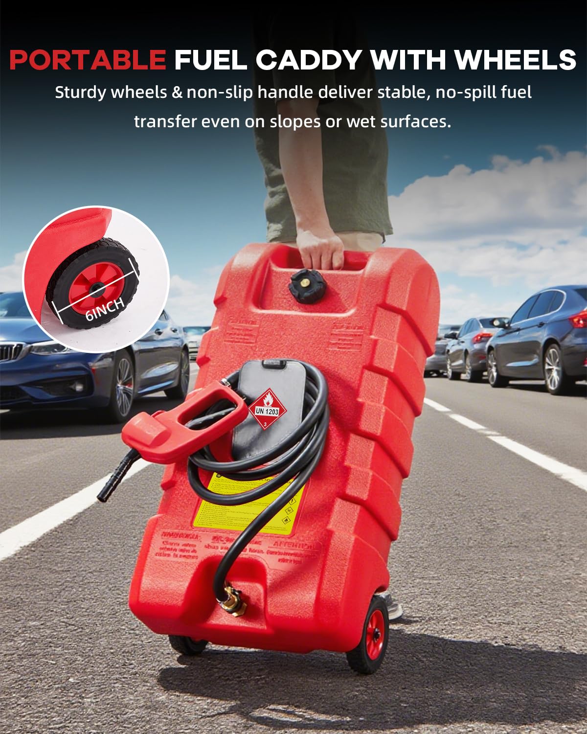 15 gal Red Portable Gas Can with Pump and Hose N9578