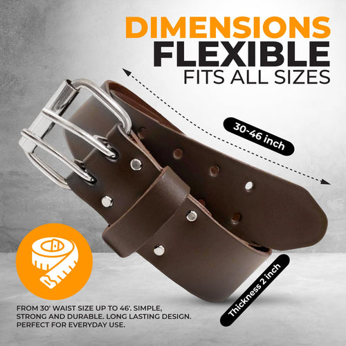 2" Heavy Duty Genuine Top-Grain Leather Tool Belt M6596