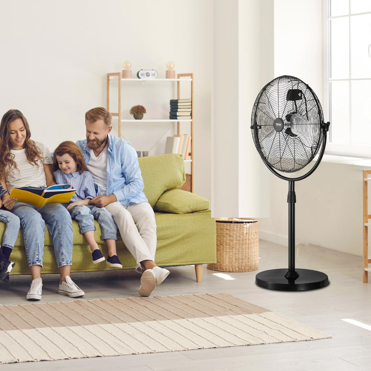 18 Inch Adjustable Height Standing Fan with 3 Speeds, Black F643780