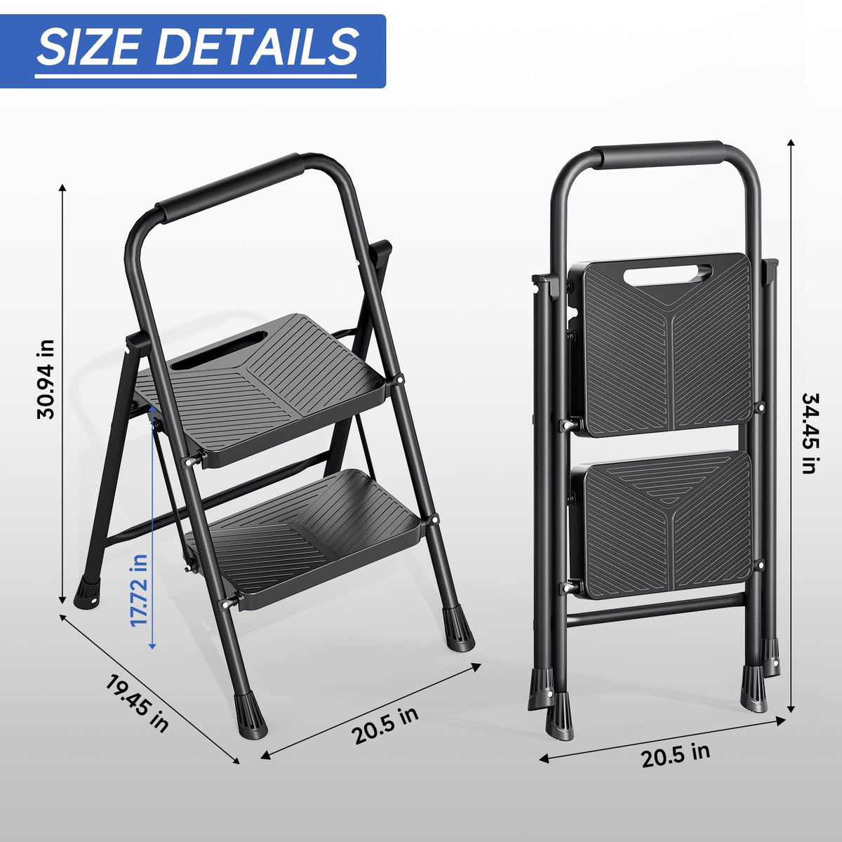 2 Step Ladder with Anti-Slip Pedals W51348