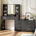 Black Makeup Vanity Desk with Mirror and Lights C3525