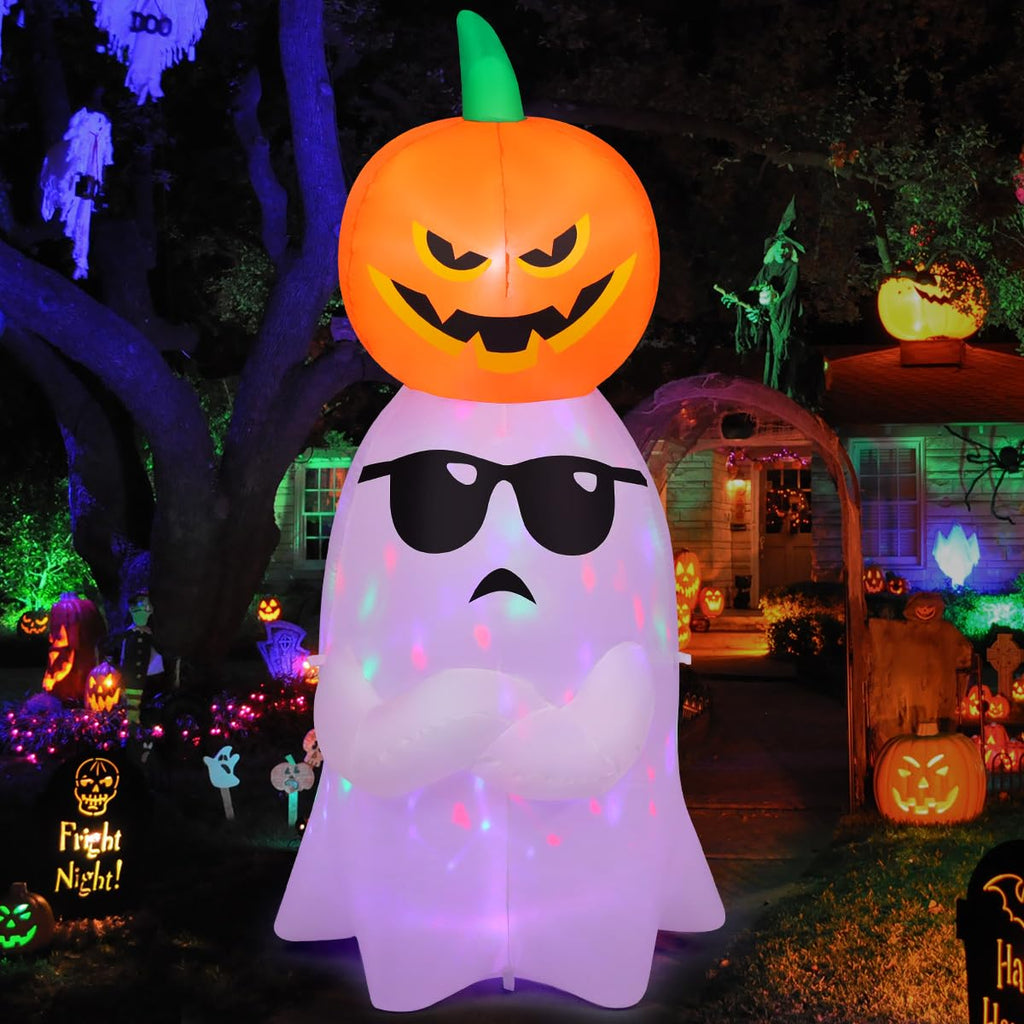 6.2 FT Halloween Inflatables Ghost with Pumpkin D48697